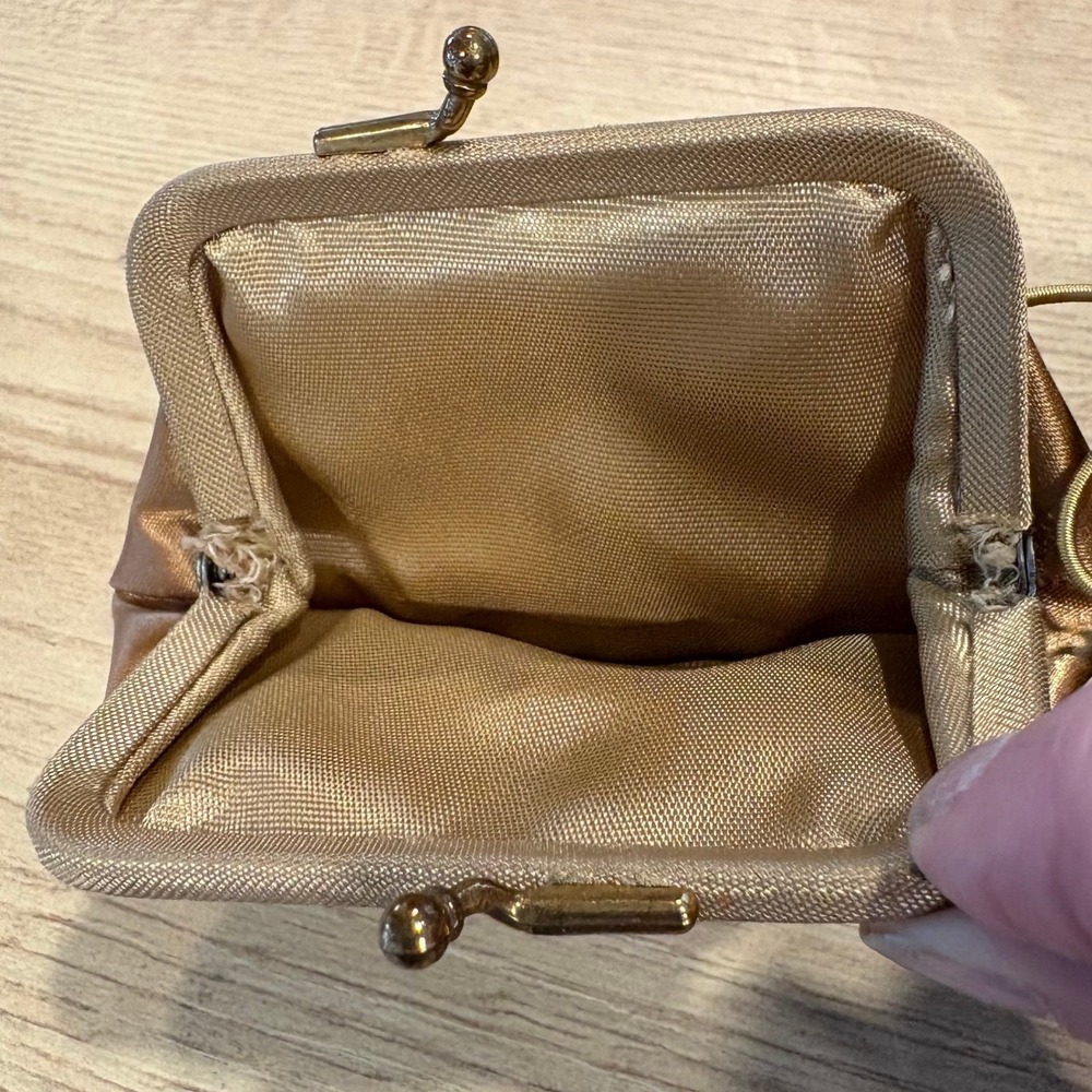 Vintage After Five by L&M Black Satin Evening Bag Gold Lining Coin Purse USA - Picture 11 of 12